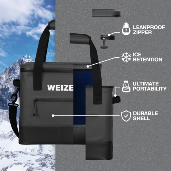 WEIZE 24 Can Soft Cooler,Insulated Lunch Bag,15L Floating Cooler Leak-Proof with Zipper,Portable Ice Chest Bag for Beach, Drink, Beverage, Travel, Camping, Picnic, Car, Trips