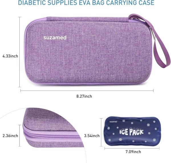 Insulin Cooler Travel Case,EVA Insulation Travel Medicine Kit with 2 Ice Packs for Diabetes Care,Insulin Pen and Other Diabetic Supplies (Purple)