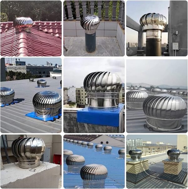 Chimney Spinner Cowl Fireplace Chimney Caps 304 Stainless Steel Waterproof Windproof Improves Indoor air Easy to Install Roof Turbine Ventilator Rotating Cap Ventilation (200mm/7.8in)