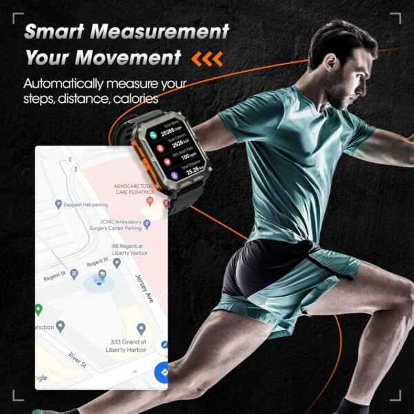 Military Smart Watch for Men with Blood Pressure (Answer/Make Call), Rugged Tactical Smartwatch for Android and iPhone, 10 ATM Waterproof Outdoor Sports Fitness Tracker with Heart Rate, Sleep Monitor