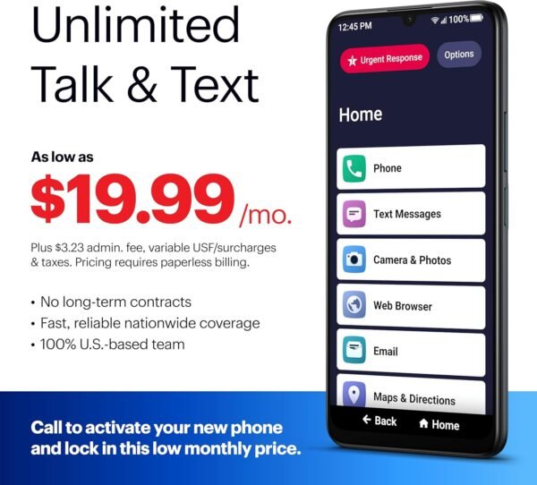 LIVELY Jitterbug Smart4 Smartphone for Seniors - Cell Phone for Seniors - Not Compatible with Other Wireless Carriers - Must Be Activated Phone Plan