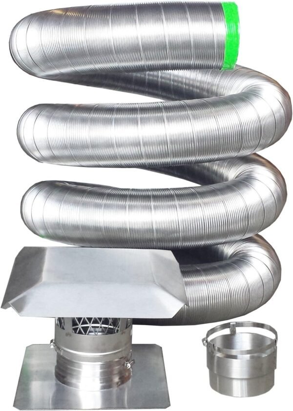 316 Stainless Steel Flexible Chimney Liner Insert Kit, 3 Inch x 15 Feet