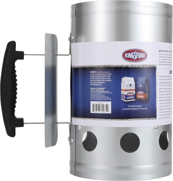 KINGSFORD Heavy Duty Deluxe Charcoal Chimney Starter | BBQ Chimney Starter for Charcoal Grill and Barbecues, Compact Easy to Use Chimney Starters and BBQ Grill Tools, Silver