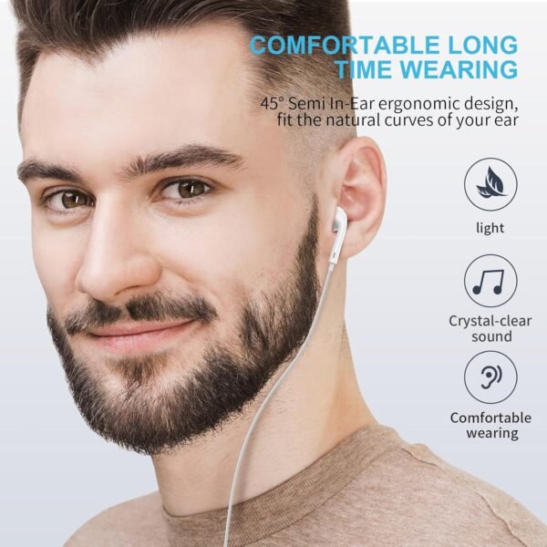 2 Pack for Apple Earbuds Wired [Clear Call], [MFi Certified] 3.5mm Headphones with Microphone Volume Control HiFi Stereo for iPhone/iPad/Kindle/Weather Radio