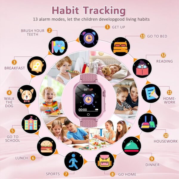 Kids Smart Watch Gift for Girls Age 5-12, 32 Games HD Touch Screen Watches with Video Camera Music Player Pedometer Flashlight 12/24 hr Educational Toys Birthday Gift for Boys Girls Ages 7 8 9 10