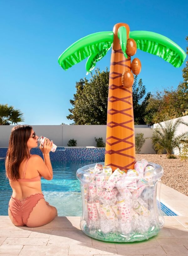 JOYIN 60" Inflatable Palm Tree Cooler, Beach Theme Pool Party Decorations, Luau Hawaiian Birthday Party Decor Supplies Ocean Jungle Tropical Themed Decoration Summer Outdoor Drink Cooler