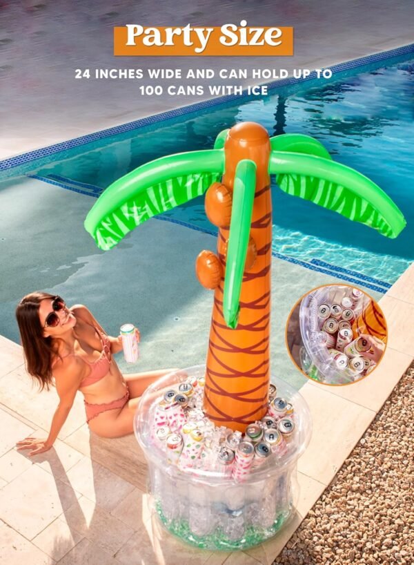 JOYIN 60" Inflatable Palm Tree Cooler, Beach Theme Pool Party Decorations, Luau Hawaiian Birthday Party Decor Supplies Ocean Jungle Tropical Themed Decoration Summer Outdoor Drink Cooler