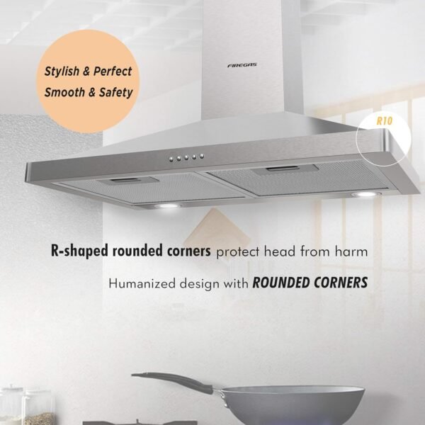 FIREGAS Wall Mount Range Hood 30 inch, 400 CFM Stainless Steel Stove Vent Hood with 3 Speed Exhaust Fan, Ducted/Ductless Convertible Duct kitchen hood, LED Lights, Push Button, Charcoal Filters