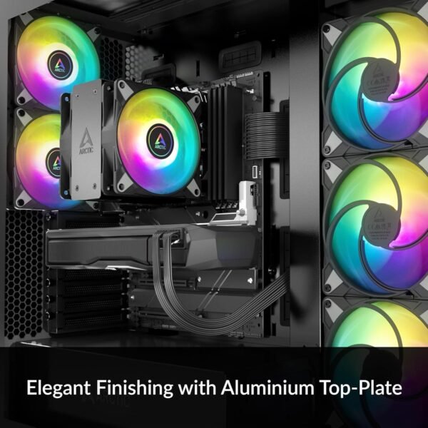 ARCTIC Freezer 36 A-RGB - Single-Tower CPU Cooler with Push-Pull, Two Pressure-optimised 120 mm P Fans and ARGB Lighting, Fluid Dynamic Bearing, 200–2000 RPM, 4 Heatpipes, incl. MX-6 Thermal Compound