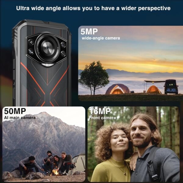 DOOGEE S Cyber Rugged Smartphone, Android 14, 10800mAh Battery Rugged Phone, 20GB RAM +256GB ROM, Expandable to 1TB, 6.58” FHD+ IPS, 50MP AI Camera, Dual SIM 4G, Face Unlock, NFC, OTG(Red)