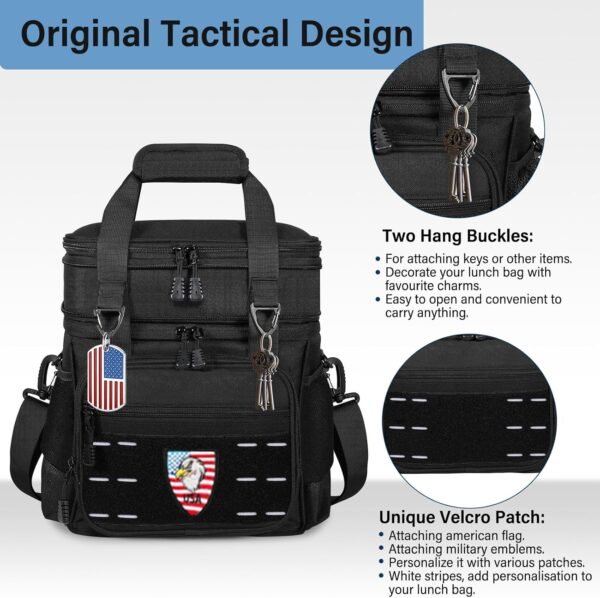 Lunch Box Cooler Bag - Tactical Insulated Lunchbox for Men - Large Lunch Pail Lunch Kit for Adults Work Outdoor Shifts Trips Black 16L