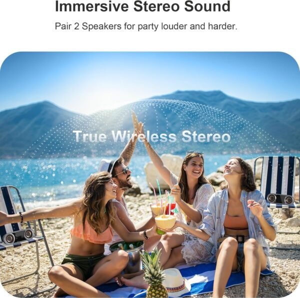 DOSS SoundBox Pro+ P400 Bluetooth Speaker, 50W Stereo Sound with Extra Bass, 26H Playtime, Cool Phantom Mirror Lights, IPX5 Waterproof for Outdoor, Home, Party, and Electronic Gadgets-Blue