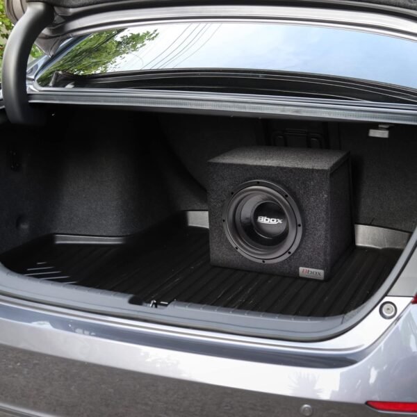 Bbox Single 10 Inch Subwoofer Sealed Enclosure - Car Subwoofer Box & Enclosures - Premium Subwoofer Box Improves Audio Quality, Sound & Bass - Red & Black Spring Terminals - Charcoal