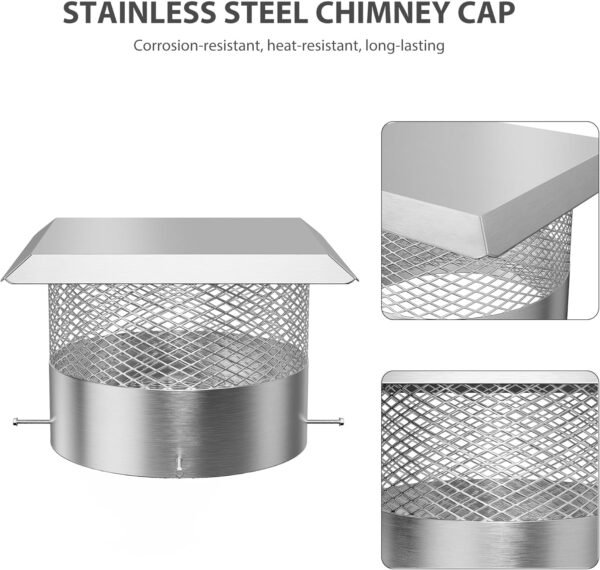 Chimney Cap 12 inch Round, Fireplace Chimney Caps Covers for Outside, Stainless Steel Chimney Rain Cap