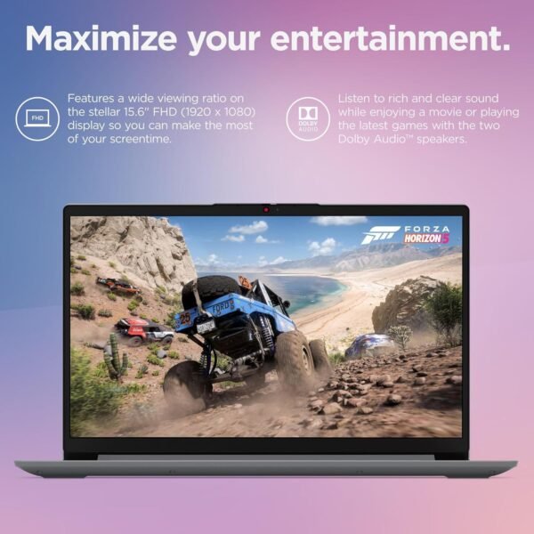 Lenovo IdeaPad 1 Student Laptop Computer, 15.6" FHD Display, Intel Dual Core Processor, 16GB DDR4 RAM, 256GB PCIe SSD, WiFi 6, Bluetooth 5.2, Type-C, Cloud Grey, Windows 11 Pro, Tichang