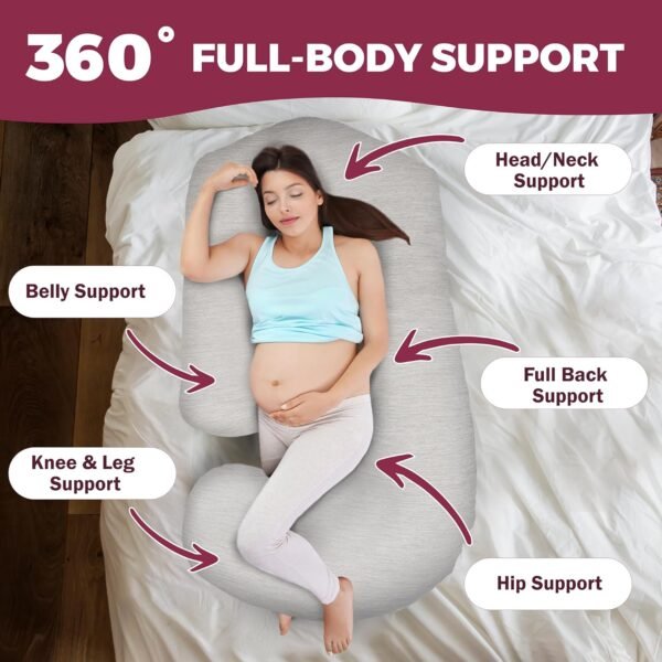 PILLANI Pregnancy Pillows for Sleeping - V C U Shaped Full Body Pillow with Removable Cover, 57inch Cooling Maternity Pillow for Pregnant Women, Support for Back Belly Legs Hip - Pregnancy Must Haves