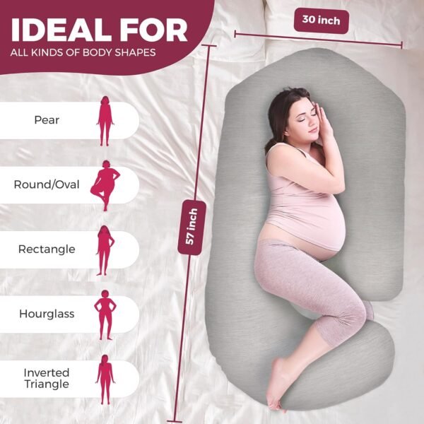 PILLANI Pregnancy Pillows for Sleeping - V C U Shaped Full Body Pillow with Removable Cover, 57inch Cooling Maternity Pillow for Pregnant Women, Support for Back Belly Legs Hip - Pregnancy Must Haves