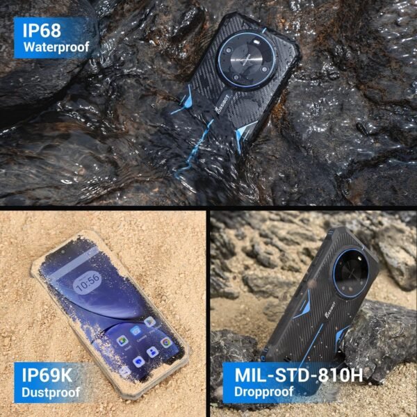 FOSSIBOT F105 Rugged Smartphone Unlocked, Android 14, 10300mAh Large Battery 12+64GB/128GB Storage 6.75" FHD Display 8MP+20MP Camera IP68/IP69K Waterproof Cell Phone 4G Dual SIM OTG