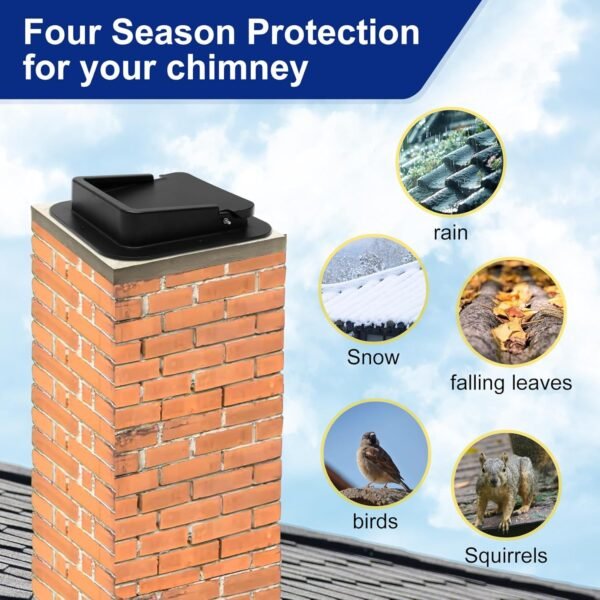 Seal Tight Chimney Damper 13 “x13” for Wood-Fueled Masonry fireplaces, The Seal Tight Damper Made of Stainless Steel, Double Seal Design, Energy efficient, Rust, rain and Snow Resistant