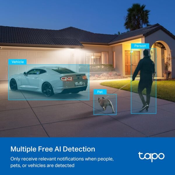 TP-Link Tapo 2K QHD Outdoor Pan/Tilt Wi-Fi Security Camera, 360° View, Motion Tracking, Color Night Vision, Free Person/Vehicle/Motion Detection, Cloud & SD Card Storage, 24/7 Recording, Tapo C520WS…