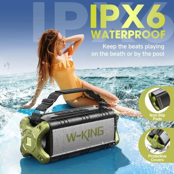 W-KING Bluetooth Speaker, 90W Max Portable Speakers Wireless,IPX6 Waterproof Speaker Loud Boombox,50W Deep Bass/2 Powerful Subwoofer/40H/Power Bank/EQ/TF/AUX/NFC for Outdoor,Camping Pool,Party,Travel