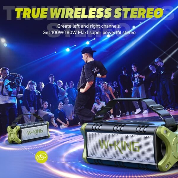 W-KING Bluetooth Speaker, 90W Max Portable Speakers Wireless,IPX6 Waterproof Speaker Loud Boombox,50W Deep Bass/2 Powerful Subwoofer/40H/Power Bank/EQ/TF/AUX/NFC for Outdoor,Camping Pool,Party,Travel