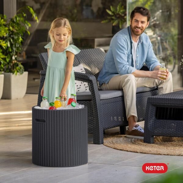 Keter Cool Side Table Cooler 3 in 1 Outdoor Patio Table and Ice Chest Storage, Ideal Hot Tub Table, Decor and Outdoor Patio Bar, Portable Bar
