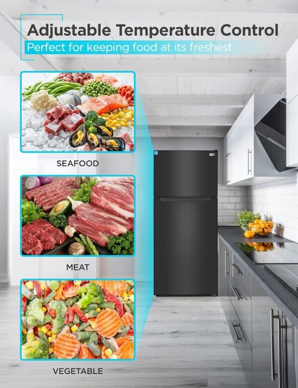 BLACK+DECKER 18.1 Cu. Ft. Top Mount Refrigerator with Freezer, 2 Door Refrigerator with Top Freezer and Adjustable Temperature Control, Full Size Fridge, ENERGY STAR Certified, BR1810HB, Black