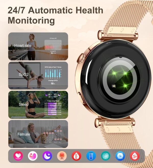 Small Smart Watch for Women with Bluetooth Call, 1.27" Fitness Watch Step Counter Heart Rate Sleep Monitor 100+ Sports Modes Fitness Tracker, DIY Dial Stylish Ladies Watch, Smartwatch Android iOS 41mm