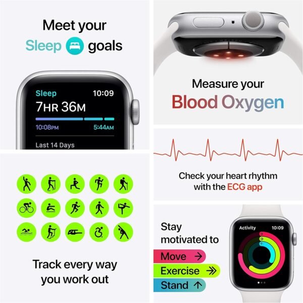 Apple Watch Series 6 (GPS, 44mm) - Space Gray Aluminum Case with Black Sport Band (Renewed)