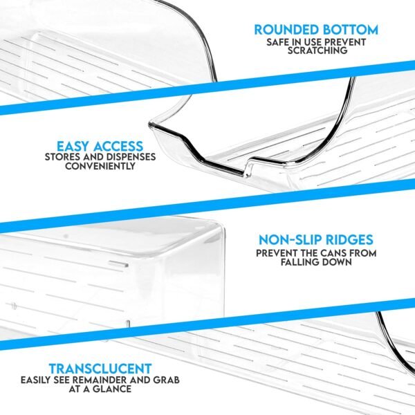 Utopia Kitchen Clear Soda Can Organizer - Fridge Organizer Bins - Set of 4 Drink Organizer For Fridge or Countertop - Soda Can Dispenser For Refrigerator Organizing - Fridge Organization and Storage