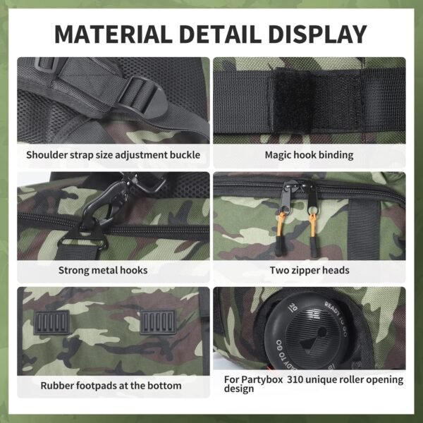 Speaker Bag Travel Case Replacement for JBL Party Box Series, Portable Speaker Carry Tote Bag Backpack for for JBL Speaker (For JBL partybox 310 camouflage)
