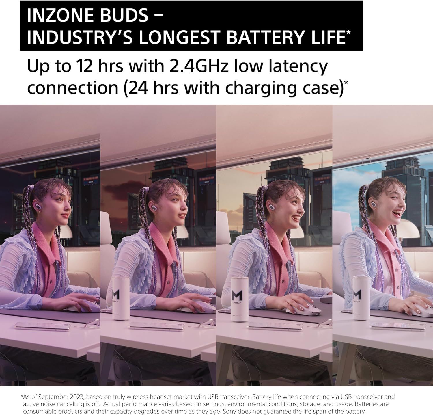 Sony INZONE Buds Truly Wireless Noise Canceling Gaming Earbuds, 24 Hour Battery with Charging case, for PC, PS5, 360 Spatial Sound, 30ms Low Latency, USB-C Dongle and LE Audio (LC3), WF-G700N White