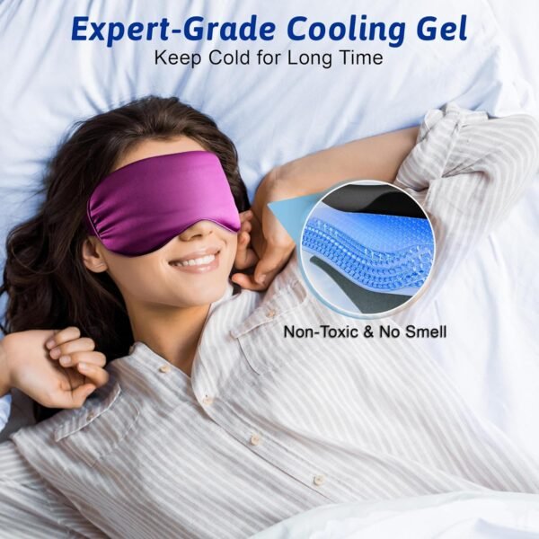 Cooling Eye Mask for Puffy Eyes - FSA HSA Eligible, Cold Eye Masks for Puffiness, Weighted Gel Eye Mask for Sleep, Reusable Ice Eye Mask for Dark Circles Migraines and Headache (Purple)