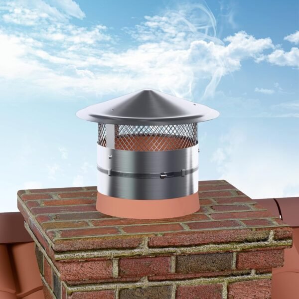 6 Inch Chimney Cap, (6/7/8/9/10/12) inch Stainless Steel Cone Top Chimney Cap with Screen, Adjustable and Reinforced Chimney Cap, Chimney Cover for Vents,Round Rain Cap for All-Round Chimney