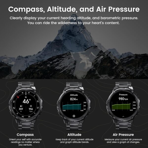 GPS Smart Watch for Men, 6 Satellite Positioning, Compass, Stainless Steel Body, 50M Waterproof, 480mAh Extra-Large Battery, Answer/Make Call, 1.43" AMOLED Screen, Compatible to Android iOS