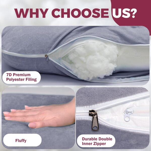PILLANI Pregnancy Pillows for Sleeping - V C U Shaped Full Body Pillow with Removable Cover, 57inch Cooling Maternity Pillow for Pregnant Women, Support for Back Belly Legs Hip - Pregnancy Must Haves