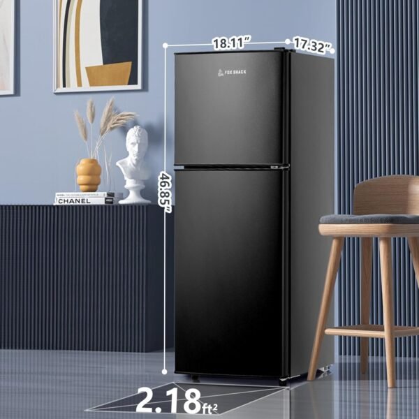 5 Cu Ft Fridge, Refrigerator with Freezer, 2 Doors Apartment Size Fridge, Energy-efficient, 5 Settings Temperature Adjustable, for Kitchen, Office, Dorm