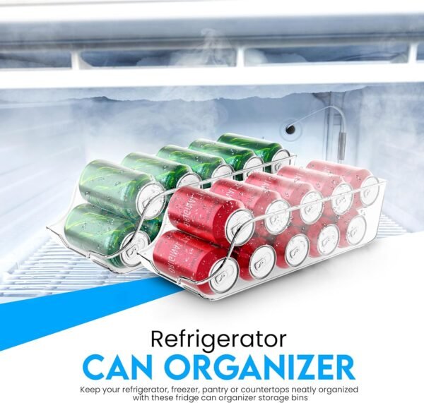 Utopia Kitchen Clear Soda Can Organizer - Fridge Organizer Bins - Set of 4 Drink Organizer For Fridge or Countertop - Soda Can Dispenser For Refrigerator Organizing - Fridge Organization and Storage