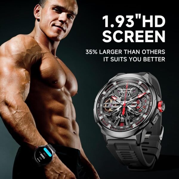 SK50 Smart Watch 1.93 Large Screen Smart Watches for Men(Answer/Make Calls), 100+ Sport Modes Fitness Watch with Blood Oxygen/Sleep/Heart Rate Monitor,Waterproof Smartwatch Black