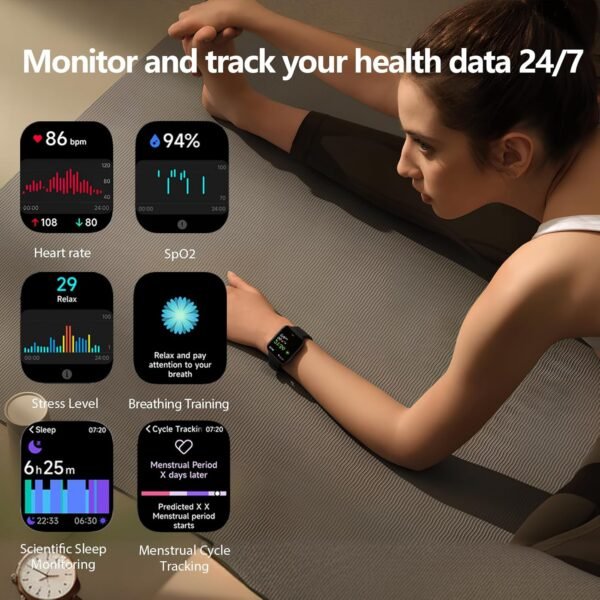 Smart Watch Answer/Make Calls, 1.85" Aluminum Case Alexa Built-in Fitness Tracker with IP68 Waterproof/100 Sports Modes/Heart Rate/Sleep for iOS/Android (Champagne Pink)