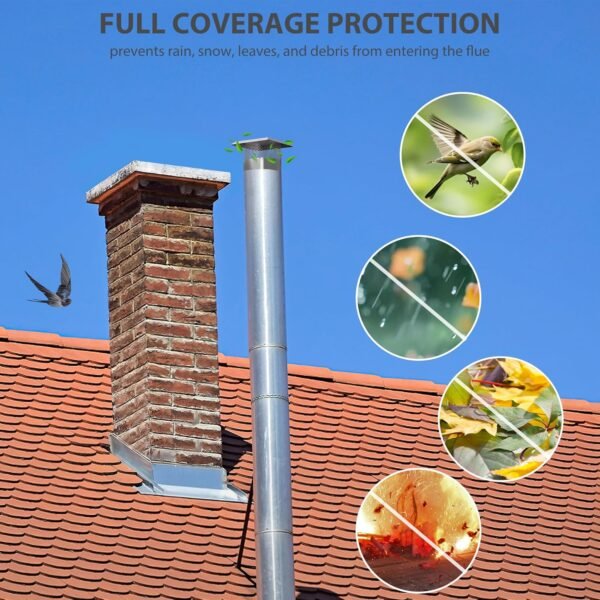 Chimney Cap 12 inch Round, Fireplace Chimney Caps Covers for Outside, Stainless Steel Chimney Rain Cap