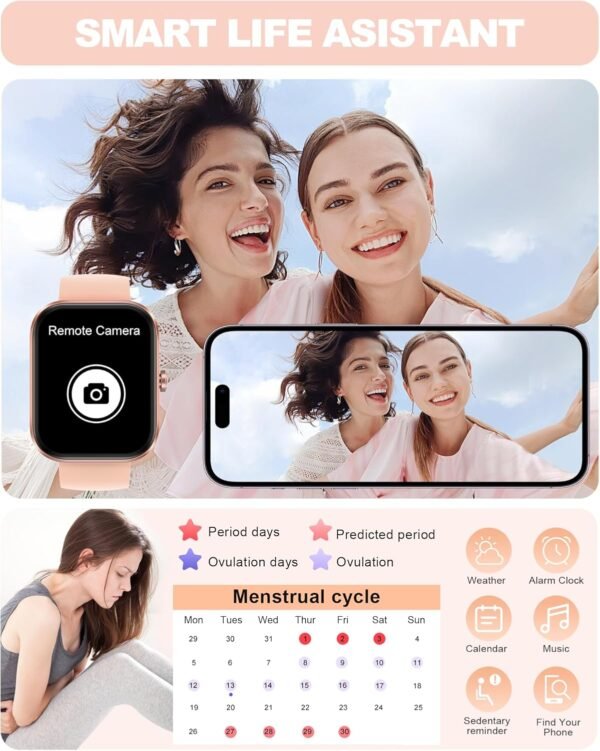Smart Watch for Women(Answer/Make Call)-1.91" HD Fitness Smart Watch with Heart Rate/Sleep/spO2 Monitor, 113+ Sport Modes, IP68 Waterproof Smart Watch for Android iOS,Gold