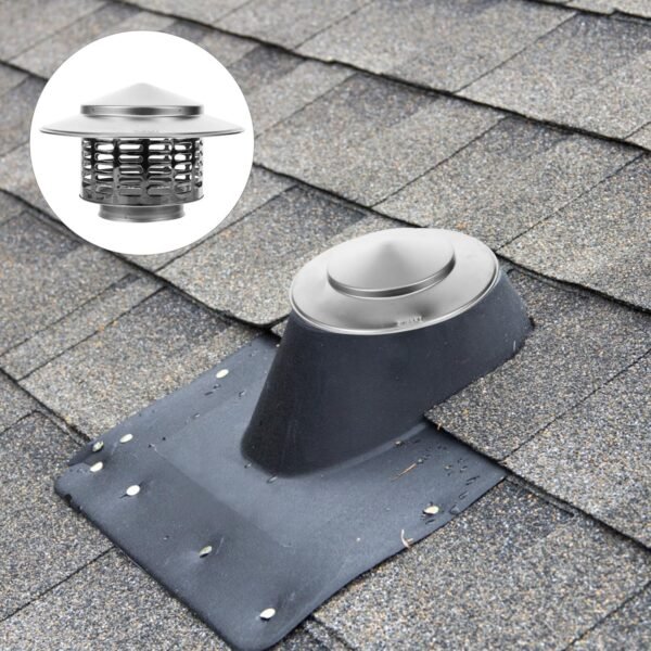 MAGICLULU Smoke Exhaust Rain Cap Roof Vent Cap 7 Inch Round Chimney Cap Roof Vent Cover Chimney Rain Cap Chimney Caps for Outside Chimney Cover Flue Caps Wood Stove Stainless Steel Cowl