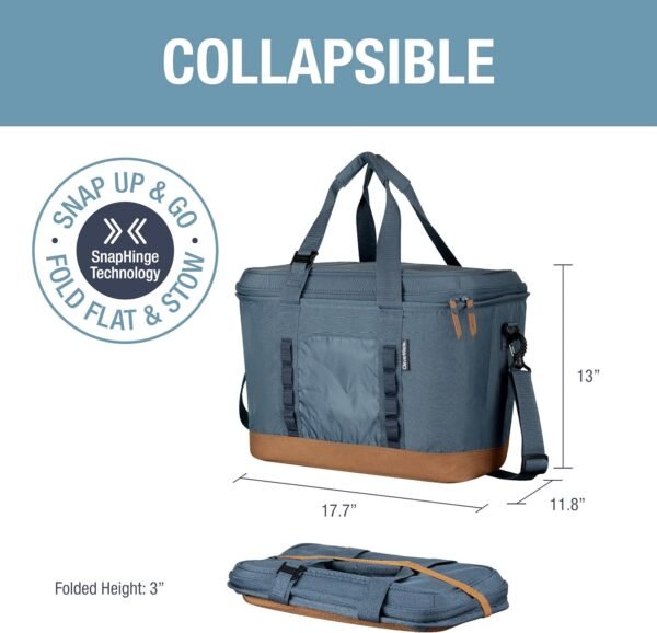 CleverMade Collapsible Insulated Cooler Bag – 50 Can Leakproof Soft Cooler for Beach, Travel, Car – Shoulder Strap, Bottle Opener – Ocean