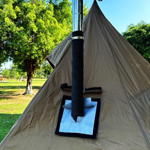 SoloWilder Fireproof Chimney Webbing Anti Scalding Camping Stove Pipe Wrap Protector with 2 Clamps