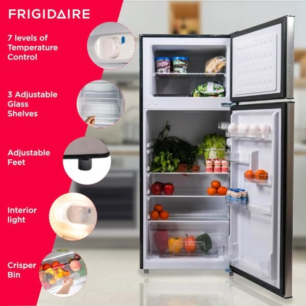 Frigidaire, 2 Door Apartment Size Refrigerator/Freezer Combo, 7.5 cu ft, Platinum Series, Stainless, 23" D x 21.5" W x 55.5" H