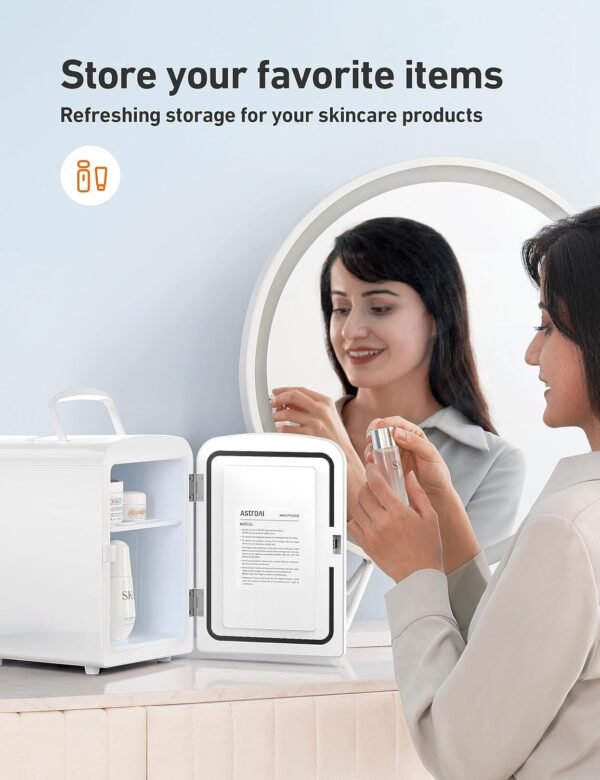 AstroAI Mini Fridge, 4 Liter/6 Can AC/DC Portable Thermoelectric Cooler Refrigerators for Skincare, Beverage, Home, Office and Car, ETL Listed (White