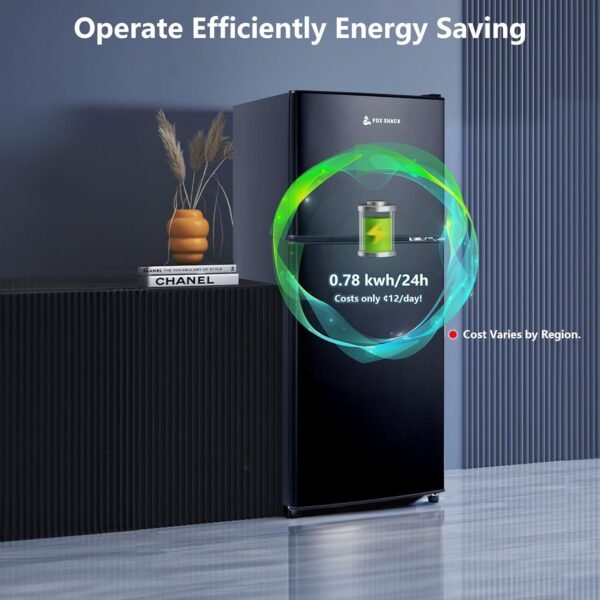 5 Cu Ft Fridge, Refrigerator with Freezer, 2 Doors Apartment Size Fridge, Energy-efficient, 5 Settings Temperature Adjustable, for Kitchen, Office, Dorm