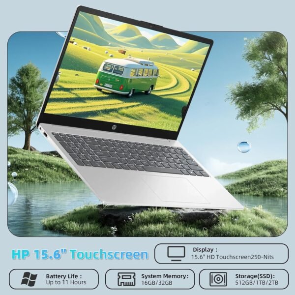 HP Flagship Touchscreen Laptop Computer - 15.6-inch Display | Intel i3-1215U | Windows 11 Pro & Lifetime Microsoft Office Pro for Business and Student | Numeric Keypad | 16 GB RAM + 1 TB SSD